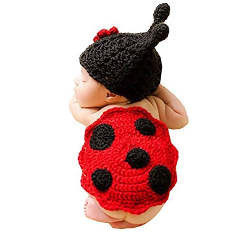 Vedory Fashion Newborn Baby Photography Props Boy Girls Photo Shoot Props Outfits Crochet Knitted Costume Unisex Cute Infant Hat Pants Set (beetle) - Image 1